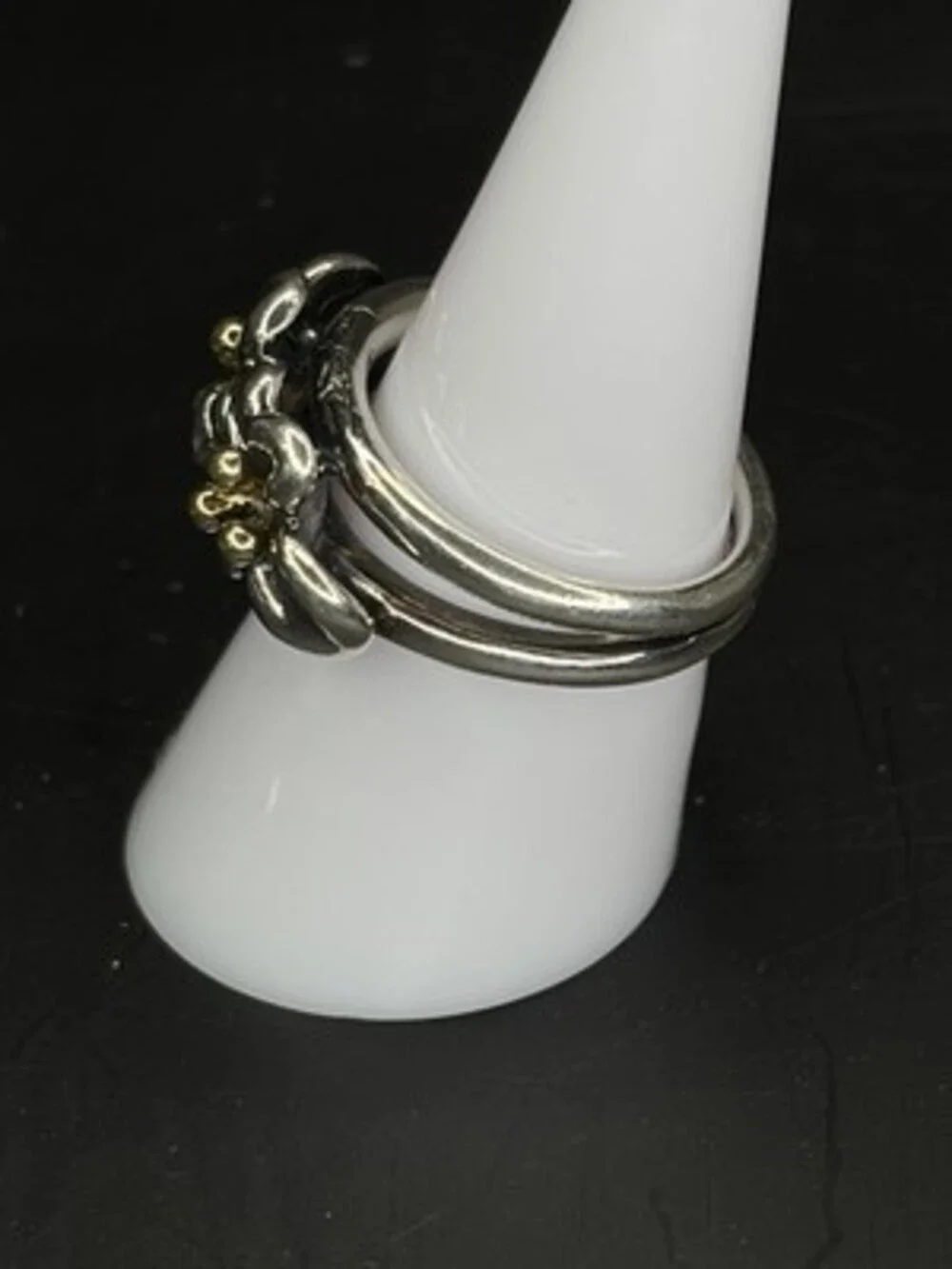 Ann King Sterling Silver 18K Yellow Gold Flower Ring Size 5 Two Tone Floral 925